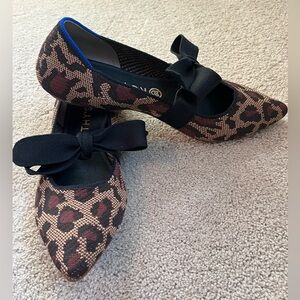 Rothy’s Bow Tie Pointed Mary Jane Ballet Flats in Wildcat
